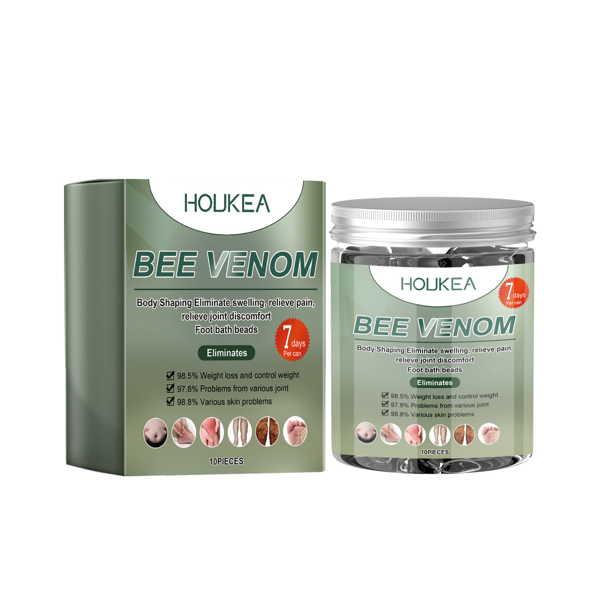 Espuma para pies con veneno de abeja para reafirmar y aliviar las molestias en las piernas.