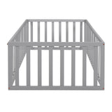 Twin Size Wood Daybed Frame with Fence Gray(OLD SKU :WF289661AAE)