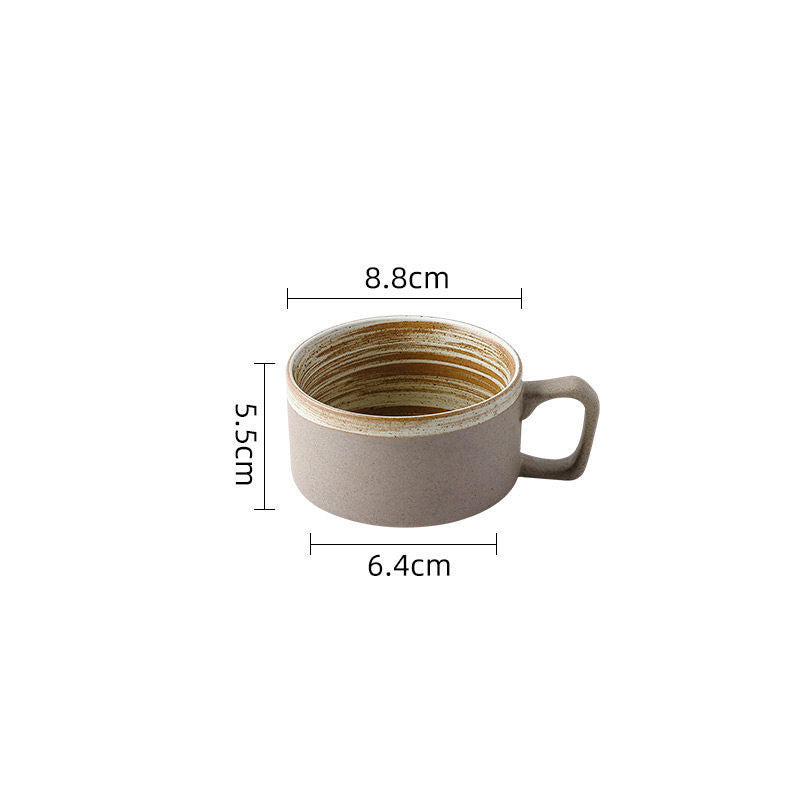 Coarse pottery coffee cup and plate set creative handmade retro coffee cup artistic cup plate milk cup - V.I.P Digital Presence