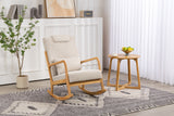 Rocking Chair Upholstered Fabric Rocking Armchair Indoor with High Backrest Glider Chairs and Lumbar Pillow for Living Room - V.I.P Digital Presence