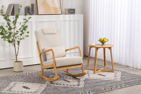 Rocking Chair Upholstered Fabric Rocking Armchair Indoor with High Backrest Glider Chairs and Lumbar Pillow for Living Room - V.I.P Digital Presence