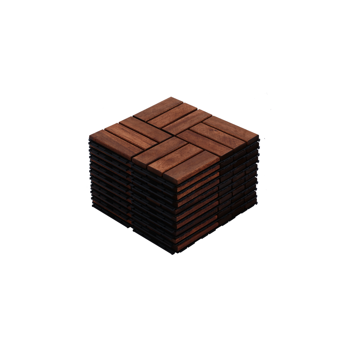 Acacia interlocking deck tile grid pattern, 10 pieces of 12 inch x 12 inch square brown Acacia hardwood outdoor flooring - V.I.P Digital Presence
