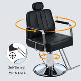 Advanced reclining hair salon chair with heavy-duty hydraulic pump, 360 ° rotation, maximum weight capacity of 400 pounds, bla - V.I.P Digital Presence