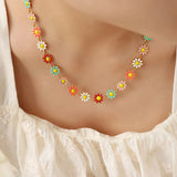 Titanium Steel Oil Drip Flower Necklace - V.I.P Digital Presence