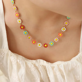Titanium Steel Oil Drip Flower Necklace - V.I.P Digital Presence