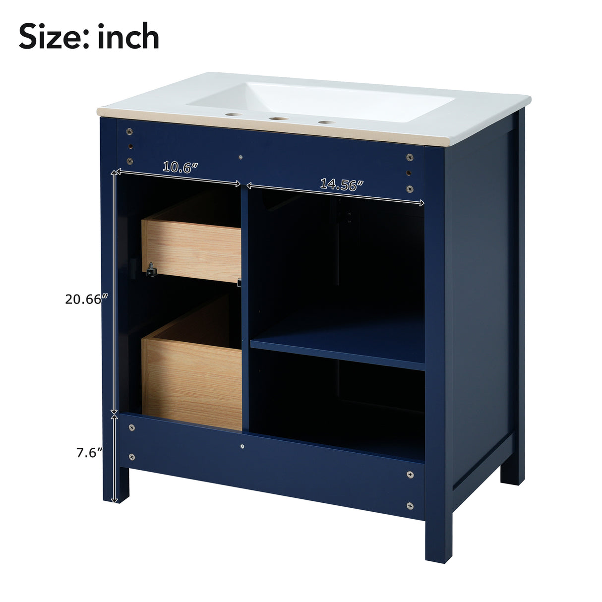 30-Inch Blue Bathroom Vanity with Ceramic Sink and Ample Storage - Ideal Choice for Small Bathrooms - V.I.P Digital Presence
