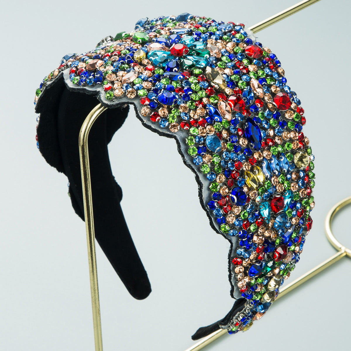 New Oversized Exaggerated Gypsophila Color Rhinestone Wide-Brimmed Headband Female Net Celebrity Fabric Personality Headwear - V.I.P Digital Presence