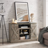 Farmhouse Classic Media TV Stand Antique Entertainment Console for TV up to 50" with Open and Closed Storage Space - V.I.P Digital Presence