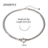 Stainless steel Cuban chain heart-shaped necklace with hollowed out flat snake chain heart pendant necklace for women - V.I.P Digital Presence