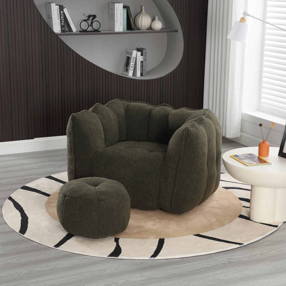 Soft Bean Bag Chair with High Resilient Foam(Chips)for living room and bedroom,Comfortable Square Lazy Sofa with Footstool - V.I.P Digital Presence