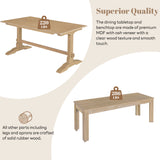 TREXM 3-piece retro dining table, rectangular stand table, and 2 4-person wooden stools (made of natural wood) - V.I.P Digital Presence