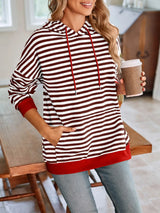 Loose casual striped hooded sweatshirt - V.I.P Digital Presence