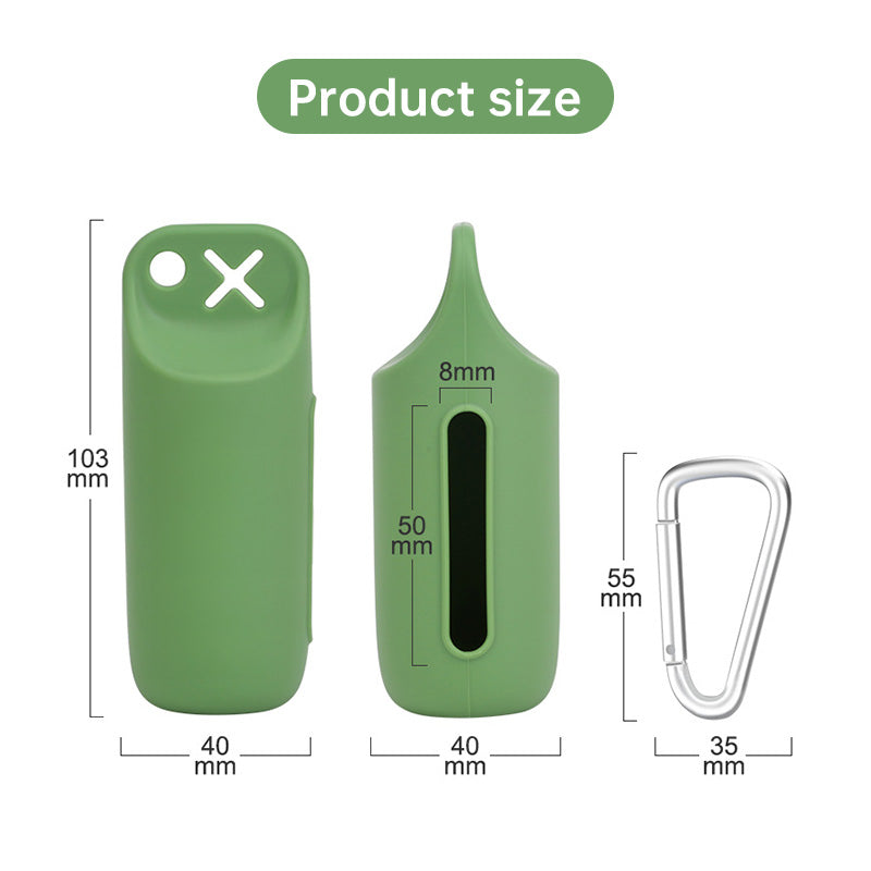 Silicone dog poop bag holder with dispenser, portable, hanging ring & storage case - V.I.P Digital Presence