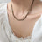 Square titanium steel gold-plated natural black agate stone handmade bead necklace jewelry for women - V.I.P Digital Presence