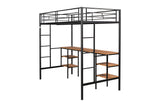 Twin loft bed with table and shelf/Heavy duty sturdy metal/Built in table and shelf/Noise reduction/Safety fence - V.I.P Digital Presence