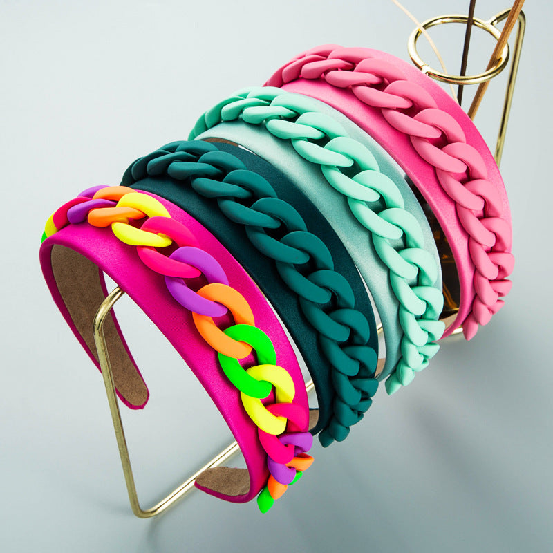 Headband New Fashion Personality Pastoral Style Female Wide-Brimmed Color Chain Decoration Macaron Color Headband - V.I.P Digital Presence