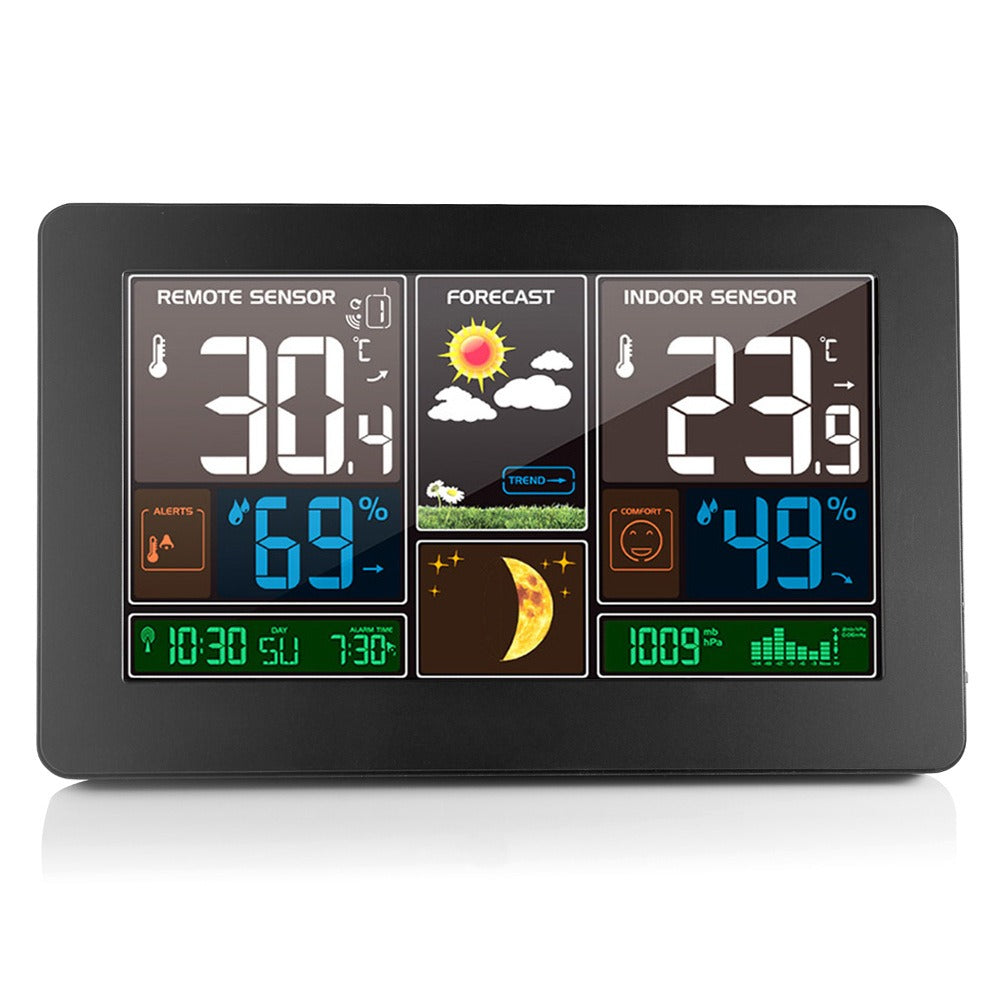 Color screen weather clock 3378 weather forecast clock radio wave indoor and outdoor temperature LED electronic clock - V.I.P Digital Presence