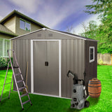 8ft x 6ft Outdoor Metal Storage Shed with Window Grey(W540S00016) - V.I.P Digital Presence