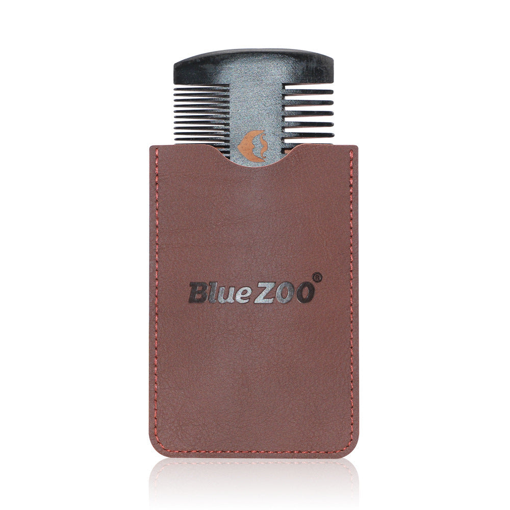 Black Spray Painted Pear Wood Bluezoo Double Sided Beard Comb Beard Portable Comb Care - V.I.P Digital Presence