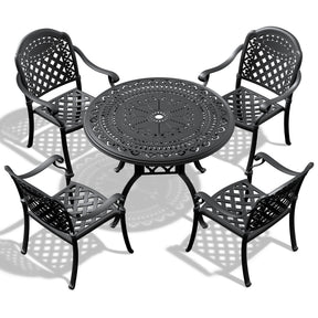 (Cushions In Random Colors)5-Piece Set Of Cast Aluminum Patio Furniture With Cushions - V.I.P Digital Presence