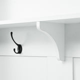 ON-TREND Modern Style Hall Tree with Storage Cabinet and 2 Large Drawers, Widen Mudroom Bench with 5 Coat Hooks, White - V.I.P Digital Presence