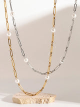 Stainless Steel Pearl Chain Necklace - V.I.P Digital Presence