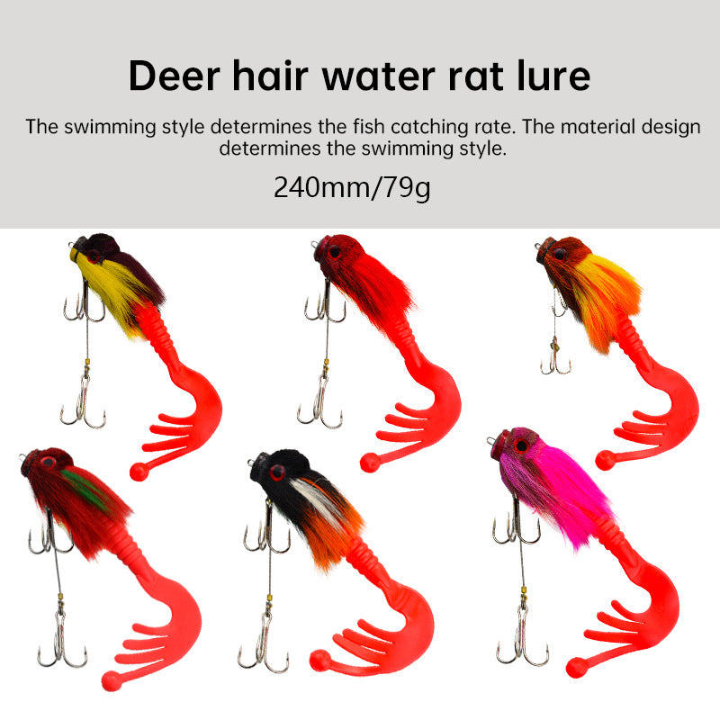 Palisandro Baby Rat Swimbait Bucktail - Muskie/Pike Lure, Hand - tied Deer Hair, Solid Body Fishing Rig - V.I.P Digital Presence