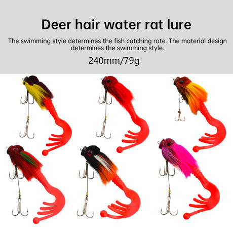 Palisandro Baby Rat Swimbait Bucktail - Muskie/Pike Lure, Hand - tied Deer Hair, Solid Body Fishing Rig - V.I.P Digital Presence