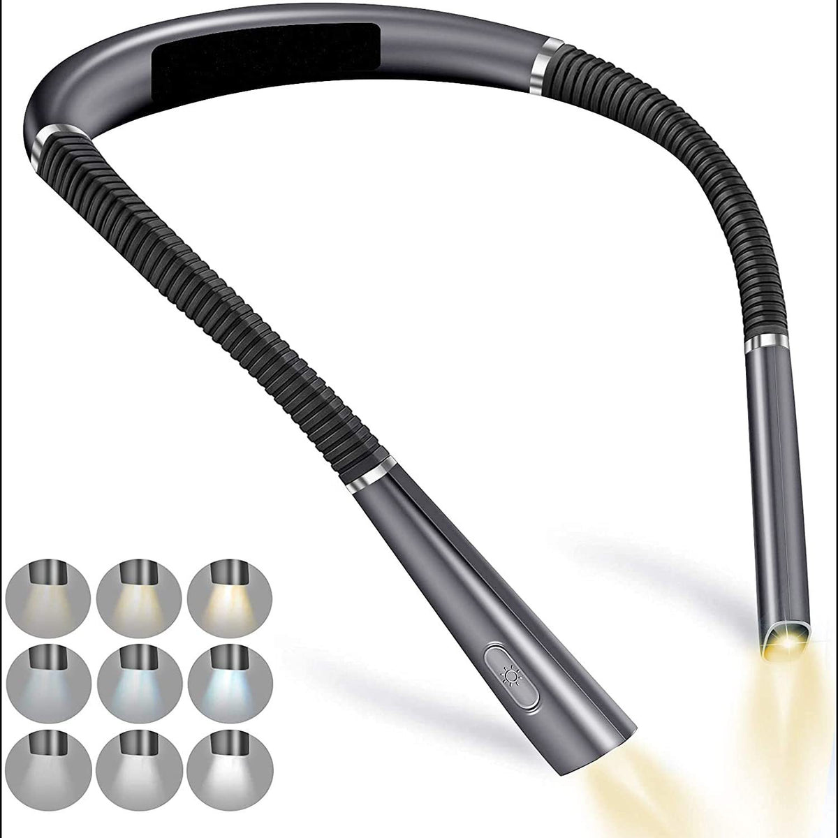 Night reading LED lighting book light USB charging tri color folding double head neck hanging reading light - V.I.P Digital Presence