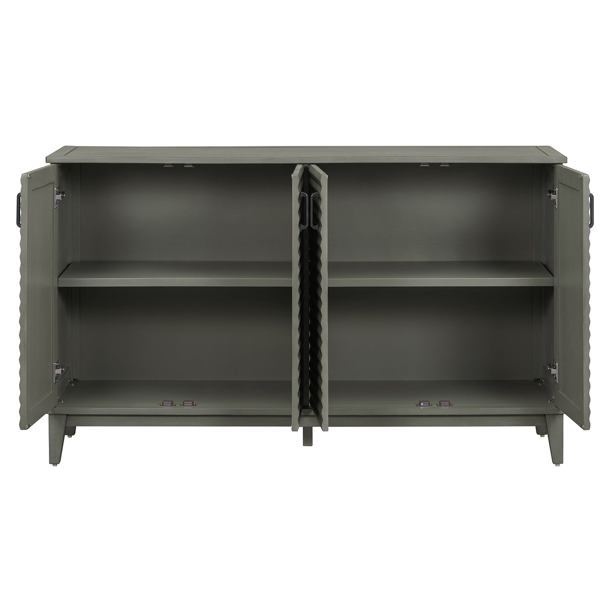 TREXM side panel with 4-door large storage buffet, adjustable shelves and metal handles (antique gray) - V.I.P Digital Presence