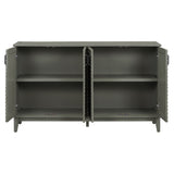 TREXM side panel with 4-door large storage buffet, adjustable shelves and metal handles (antique gray) - V.I.P Digital Presence