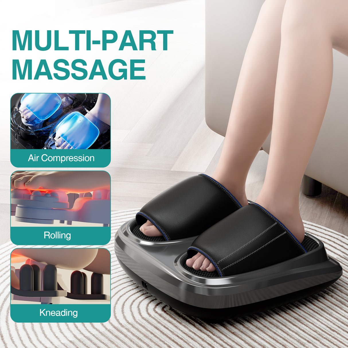 Shiatsu foot massager, heating and deep massage therapy, air compression, vibration pain relief, and circulation - V.I.P Digital Presence