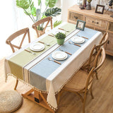 90*90 cm Plaid Decorative Linen Tablecloth With Tassel Waterproof Oilproof Thick Rectangular Wedding Dining Table Cover Tea Table Cloth