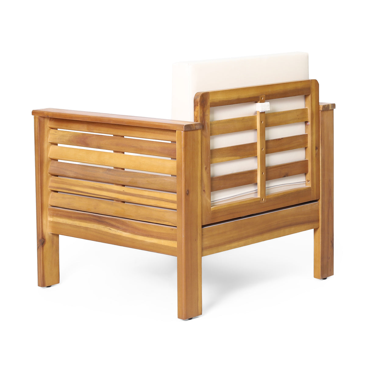 Outdoor Acacia Wood Club Chairs with Cushions, Teak+Beige, 27.75"D x 32"W x 27.75"H - V.I.P Digital Presence