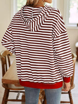 Loose casual striped hooded sweatshirt - V.I.P Digital Presence