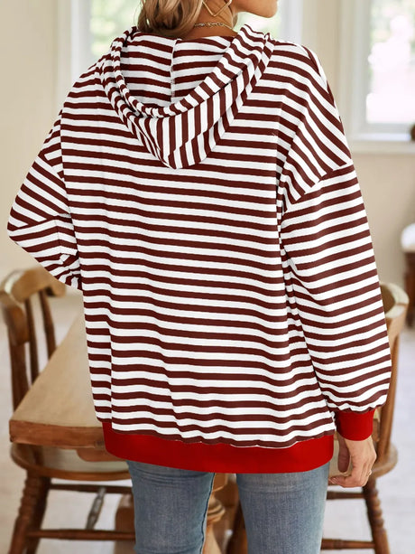 Loose casual striped hooded sweatshirt - V.I.P Digital Presence