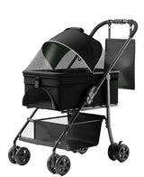 2-in-1 folding dog cart, pet folding cart, four-wheel dog/cat cart, waterproof pad, car seat, sun visor - V.I.P Digital Presence