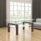 Rectangle Walnut Glass Coffee Table, Clear Coffee Table, Modern Side Center Tables for Living Room, Living Room Furniture - V.I.P Digital Presence