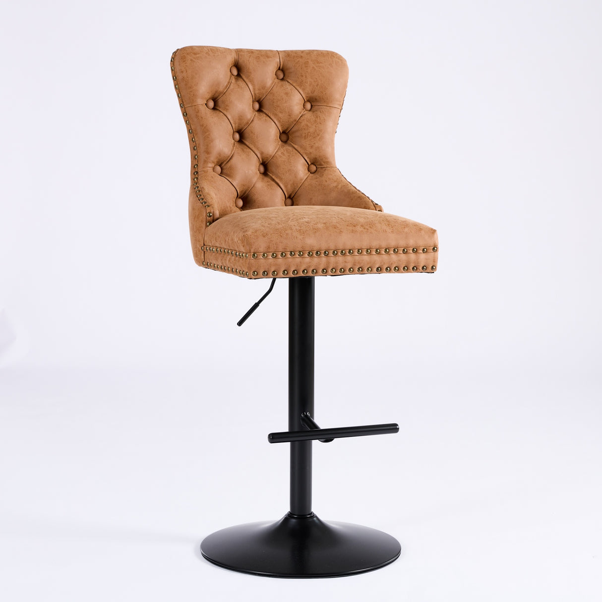 Vintage PU rotating bar stool, seat height adjustable from 25-33 inches, modern bar stool (orange, 2-piece set) - V.I.P Digital Presence
