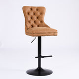 Vintage PU rotating bar stool, seat height adjustable from 25-33 inches, modern bar stool (orange, 2-piece set) - V.I.P Digital Presence