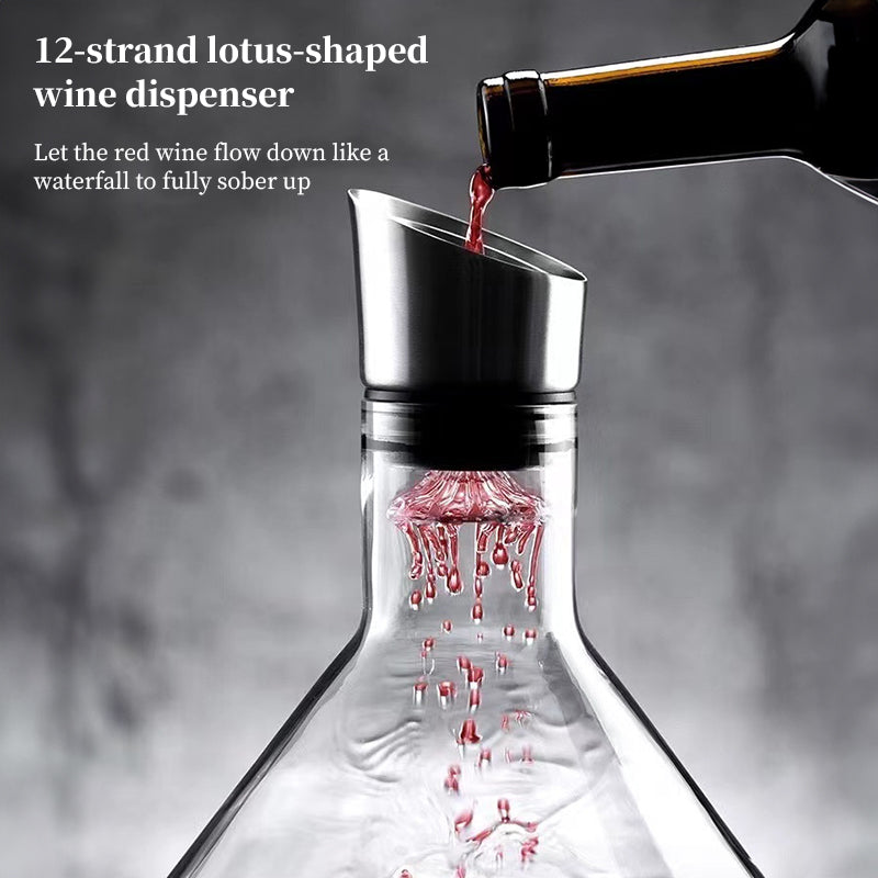 1500ML Hand - blown Crystal Wine Decanter with Built - in Aerator Pourer, ideal for red wine. - V.I.P Digital Presence