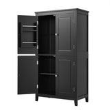 Bathroom floor storage cabinet, bathroom storage cabinet, 4-door independent cabinet, adjustable shelf, adaptive shelf, black - V.I.P Digital Presence