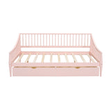 Full Size Daybed with Two Storage Drawers and Support Legs Pink