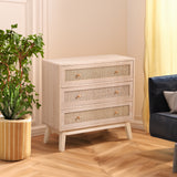 31.5 "3-Drawers Rattan Storage Cabinet Rattan Drawer,for Bedroom,Living Room,Natural - V.I.P Digital Presence