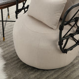 COOLMORE Upholstered Tufted Living Room Chair Textured Linen Fabric Accent Chair with Metal Stand - V.I.P Digital Presence