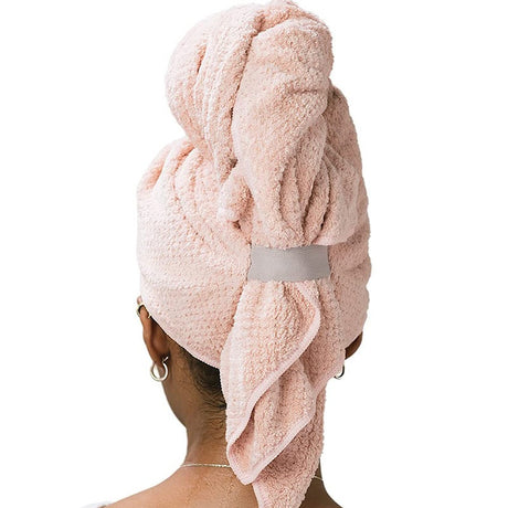 Large women's dry hair towel, ultra-fine fiber wrapped with elastic band, anti frizzy wet hair, quick drying headscarf, hair tow - V.I.P Digital Presence