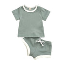 2020 Toddler Baby Boys Girls Summer Clothing Newborn Kids Baby Girls Ribbed Knitted Short Sleeve T-shirts+Shorts Tracksuits Sets - V.I.P Digital Presence