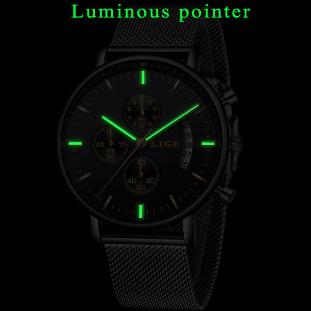 LIGE Fashion Mesh Strap Waterproof Men's Watch - V.I.P Digital Presence