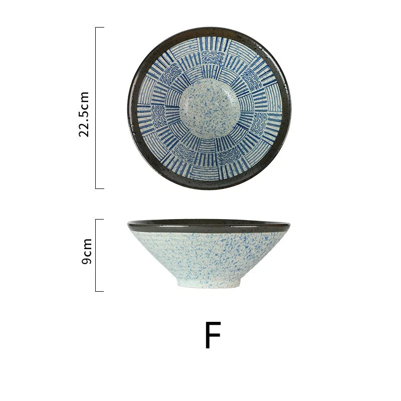 Lamian Noodles Bowl Sea Ripple Bamboo Hat Bowl Creative Large Soup Bowl Beef Noodle Bowl Home Vintage Bowl - V.I.P Digital Presence