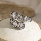 Stainless Steel Inlaid Zircon Bypass Ring - V.I.P Digital Presence